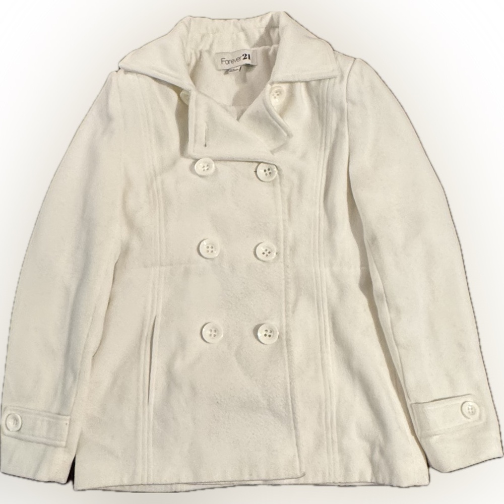 Forever 21  Lovely Cream Double-Breasted Pea Coat